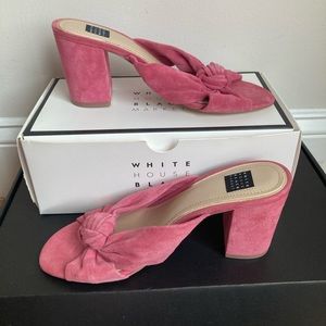 Pink Knot Suede Heeled Sandal Size 7.5 White House Black Market Callie With Box